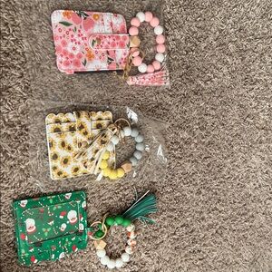 Floral and Beaded womens Card Holder Set